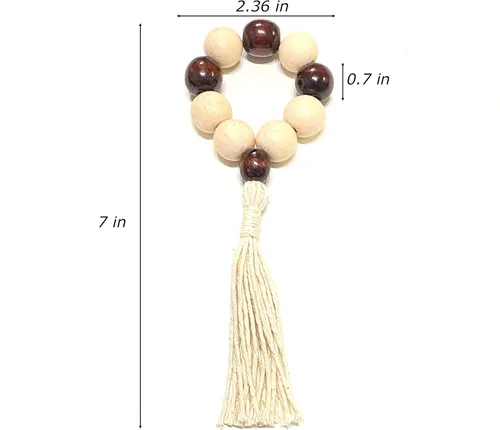 Vista 2 de Juego de 6 servilleteros con cuentas de madera Servilleteros de madera rústica para decoración de mesa Servilletero de LEBEJUA hecho a mano