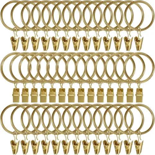 Vista 19 de LLPJS Paquete de 44 ganchos para anillos de cortina, clips para colgar cortinas y lazos, 1 pulgada de diámetro interior, se adapta a barras de hasta