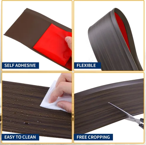 Vista 3 de Moldura flexible para zócalo de 4 pulgadas, base de pared de vinilo autoadhesivo para despegar y pegar, base de goma para zócalo de pared