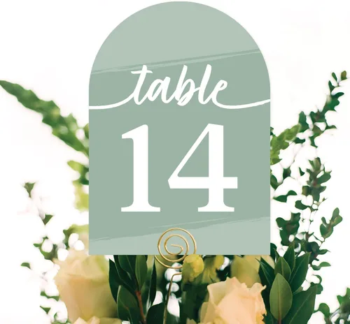 Vista 4 de Big Dot of Happiness Tarjetas de números de mesa verde salvia, tarjetas de doble cara de 5 x 7 pulgadas, tarjetas de recepción de boda, fiesta