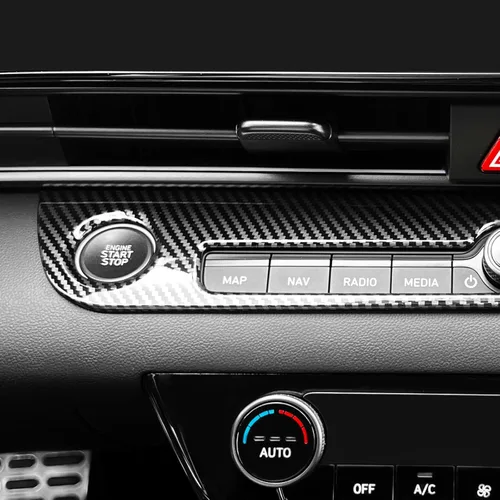 Vista 4 de Cubierta de Botón de Arranque y Parada de Coche de Una Pieza Estilo Fibra de Carbono Accesorios de Interior de Coche Compatible con Hyundai Elantra