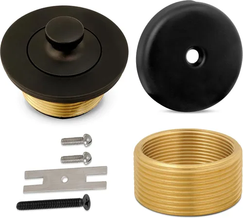 Vista 11 de Kit de drenaje y desbordamiento de bañera Lift & Turn - Conjunto universal de drenaje de bañera de latón con placa frontal de desbordamiento de un