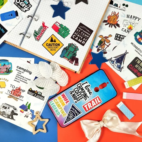 Vista 9 de BulbaCraft 100 piezas de pegatinas divertidas de camping, regalos de camping, pegatinas de campamento, calcomanías de estilo de vida de campamento
