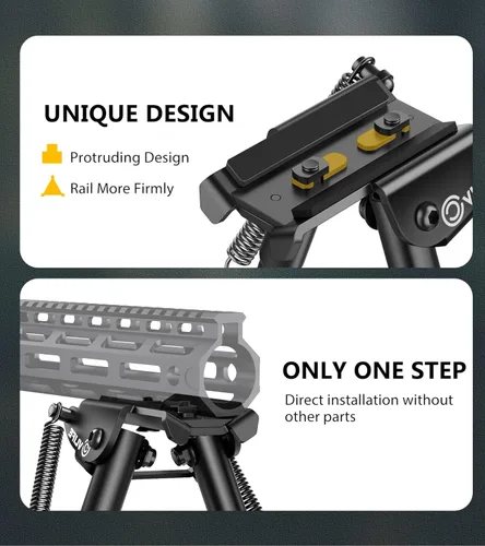 Vista 2 de CVLIFE Bipod 6-9 Inch Lightweight Rifle Bipod for M-Rail Attach Directly for Hunting and Shooting