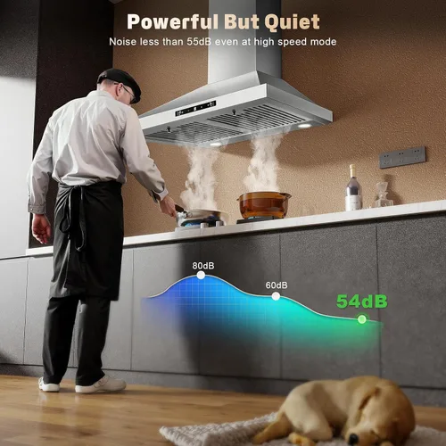 Vista 7 de Campana Extractora de 24 Pulgadas, Campana Extractora Conducto/Sin Conducto 450CFM, Campana Extractora de Cocina de Montaje en Pared en Acero