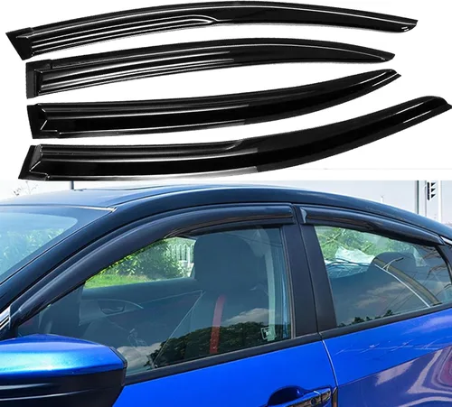 Vista 7 de Deflector de ventana compatible con Honda Civic 4Dr Sedan 2001-2005 con cinta adhesiva en viseras de ventana para ventilación de ventana Civic