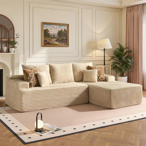 Vista 25 de Sofás seccionales Cloud de 96 pulgadas para sala de estar, sofá sin hueso en forma de L con cómoda silla, sofá modular con asiento profundo,