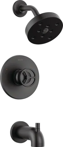 Delta Faucet Trinsic T14458-BL - Juego de grifos de ducha para bañera de la serie 14 color negro mate con cabezal de ducha H2Okinetic, kit de