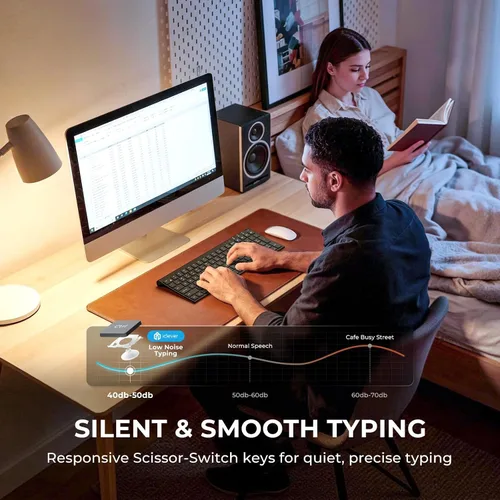 Vista 4 de iClever BK10 SE - Teclado Bluetooth para Mac, teclado delgado de tamaño Negro