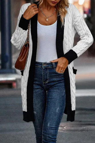 Vista 7 de PRETTYGARDEN Womens 2024 Fall Open Front Loose Cable Knit Long Sleeve Cardigan Sweaters