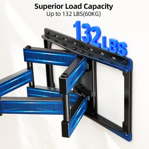 Vista 3 de HOME VISION - Soporte de pared para TV de movimiento completo para televisores de 32 a 85 pulgadas de hasta 59.8 kg, compatible con pernos de madera