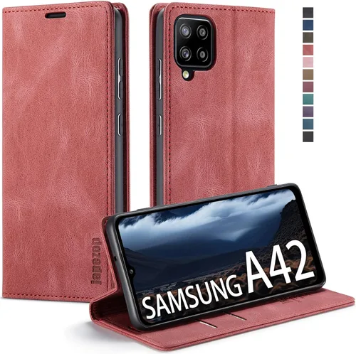 Vista 13 de Funda para Samsung Galaxy A42 5G con bloqueo RFID, tarjetero y función atril magnético, funda de piel con tapa para Samsung Galaxy A42 5G de 6.6