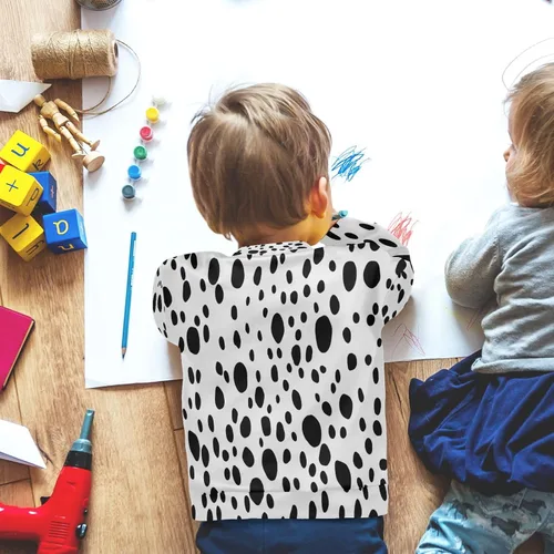 Vista 6 de Sudadera con estampado de piel de perro dálmata para niño y niña, suéter de manga larga con cuello redondo, ropa de otoño e invierno