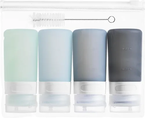 Vista 20 de MICEBAY Botellas exprimibles de condimentos para salsas, mini recipiente de silicona para aderezo de ensalada de 1 onza para llevar con bolsa