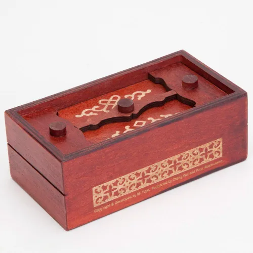 Vista 3 de Bits and Pieces Caja de rompecabezas de dinero secreto – Camuflaje tu dinero en efectivo – Teaser de madera – Compartimento secreto de madera oculto