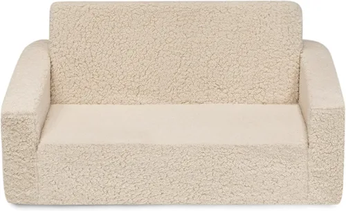 Vista 10 de Delta Children Cozee Flip-Out Sherpa 2 en 1, sofá convertible a tumbona para niños, crema