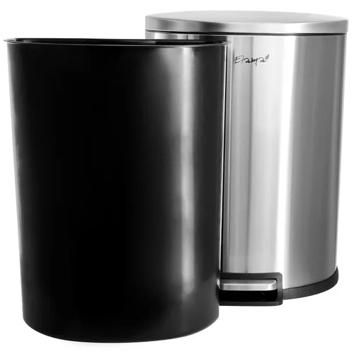 Vista 3 de Elama Cubo de basura de 13 galones de acero inoxidable con mecanismo de cierre lento en plata mate