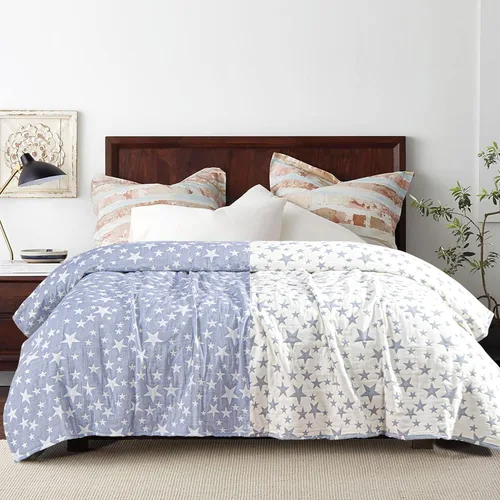 Vista 4 de NTBAY - Cobija de muselina y algodón en 3 capas de 68 x 92 pulgadas, tamaño individual, térmica, súper suave, transpirable, colcha teñida en hilo