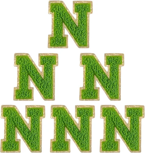 Vista 51 de 6 piezas de parches de letras de chenilla autoadhesivas, parches de letras preppy de 2 pulgadas para bolsos, ropa y sombreros, grandes pegatinas