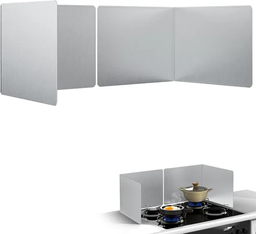 Protector contra salpicaduras de cocina de 16 x 12 pulgadas, 2 unidades, panel plegable de acero inoxidable con protección de bordes, aislamiento