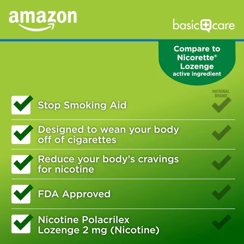 Vista 7 de Amazon Basic Care Pastilla Polacrilex de nicotina, 2 mg (nicotina), sabor a menta, ayuda para dejar de fumar, adulto, 216