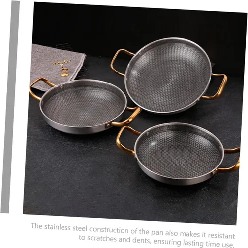 Vista 3 de ABOOFAN Honeycomb Stainless Steel Frying Pan Non-stick Kitchen Skillet for Seafood Crayfish Eggs Lightweight Ergonomic Design for Everyday Cooking