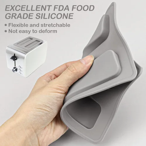 Vista 3 de 2 tapas de silicona para tostadora, cubierta de suciedad para tostadora, protector superior para máquina de pan, máquina de sándwich (gris)