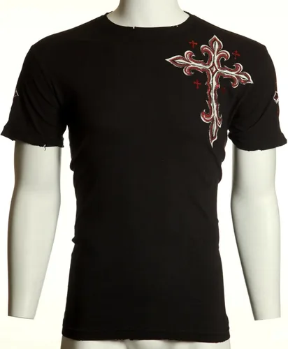 Vista 5 de Archaic by Affliction - Camiseta para hombre, alas de columna vertebral, color negro, Negro