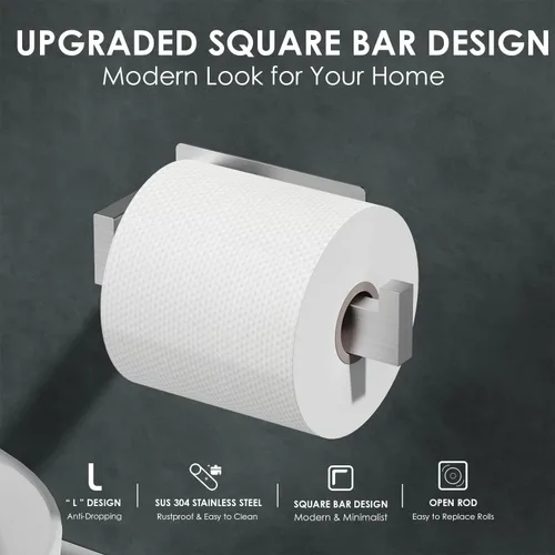 Vista 4 de Auxmir Soporte de papel higiénico autoadhesivo, soporte para rollo de baño