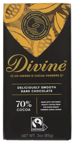 DIVINE CHOCOLATE Chocolate, 70% Chocolate Negro Deliciosamente Rico, 3 Oz