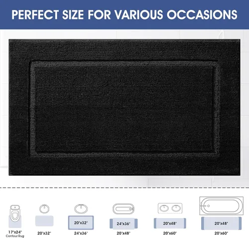 Vista 2 de Alfombras de baño de 24 x 17 pulgadas, microfibra extra suave y absorbente, parte trasera antideslizante, secado rápido, lavable a máquina, tapetes