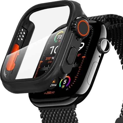 Vista 9 de Suoman para Apple Watch Protector de Pantalla de Vidrio Templado de 40 mm, [Aspecto Ultra] Funda Protectora Dura de PC para Todo el Contorno