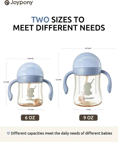 Vista 8 de Joypony Vasos para sorber para niños pequeños de 1 a 3 años, vaso con popote con peso a prueba de derrames con asa para bebés de 6 meses