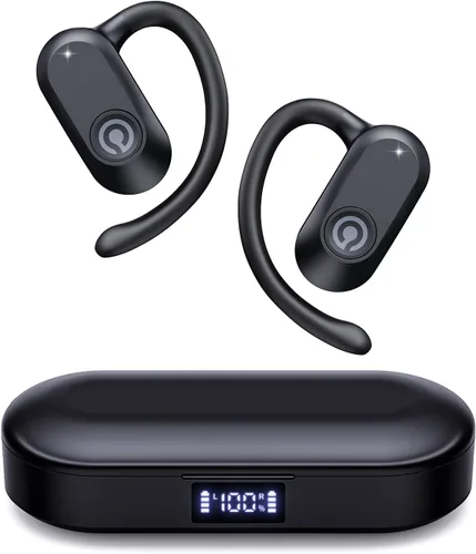 CXK Auriculares de oreja abierta Bluetooth 5.4 Auriculares de conducción ósea, auriculares inalámbricos verdaderos con sonido estéreo de 60 horas,