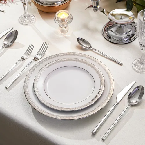 Vista 7 de KINGSTONE Juego de cubiertos de 10 piezas de acero inoxidable 18/10 con mango hexagonal, para hotel, hogar, fiesta, regalo de boda, pulido de espejo