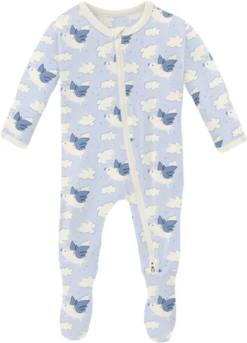 Vista 86 de KicKee Baby & Toddler - Pijama de viscosa ultrasuave de bambú con patas abatibles y puños