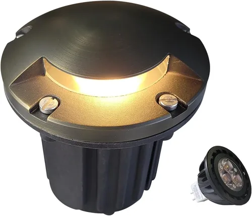 Vista 27 de MALORY Luces de Paisaje de Bajo Voltaje, (4.6''A) Cubierta Superior de Latón 12V Luces Empotradas en el Suelo para Exteriores, Iluminación LED