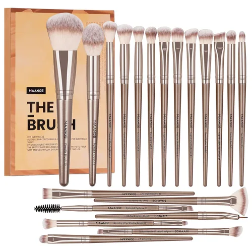 Vista 10 de Brochas de maquillaje, 20 piezas de brochas de maquillaje profesional, juego de brochas de maquillaje para base de sombra de ojos, brocha de rubor