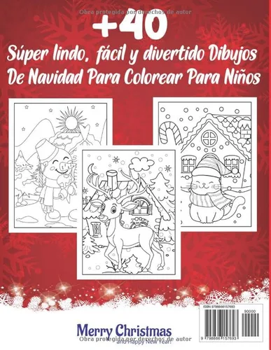 Vista 2 de Navidad Libro de Colorear para Niños Divertido Libro para Colorear con +40 Páginas de Diseños para Niños de Papá Noel, Renos, Muñecos de Nieve