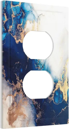Cubierta de placa de pared dispositivo duplex de 1 banda de mármol abstracto en arte interruptor de luz de salida eléctrica de cara fluida azul y