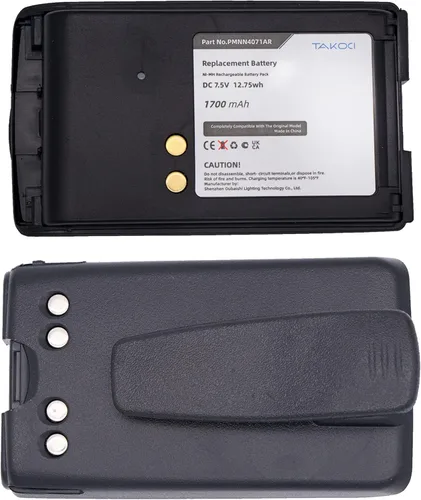 Vista 3 de Batería de repuesto 2 paquetes PMNN4071AR para Mo-torola A6, A8, BPR40, Mag One BPR40, PMNN4071, PMNN4071A, PMNN4071AC, 7.2V 1700mAh con clip