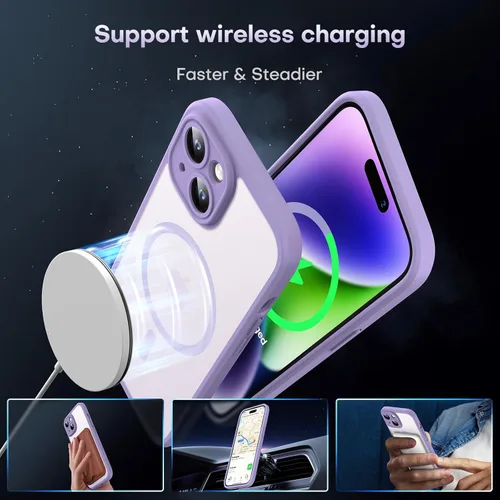 Vista 876 de TOCOL Funda para iPhone 11, compatible con Magsafe, protección completa de cámara, imanes integrados, protección contra caídas, funda translúcida
