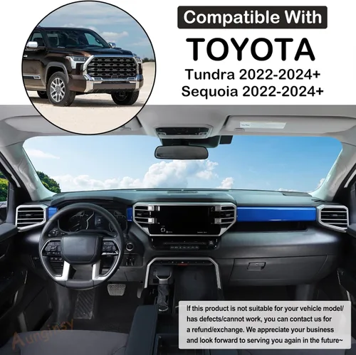 Vista 2 de Aunginsy Tiras de Panel de Salpicadero de Control Central Compatibles con Toyota Tundra/Sequoia 2022-2025 Moldura de Consola Central de Coche