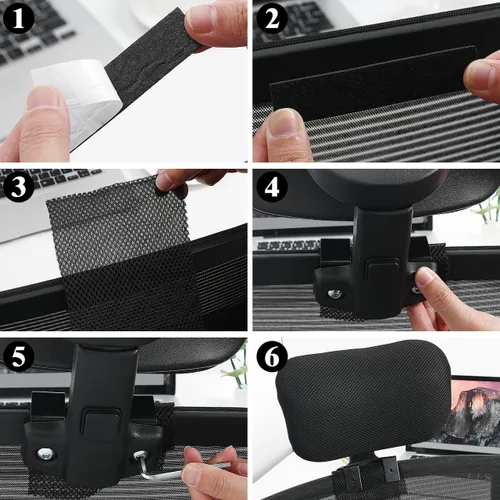 Vista 6 de Cabilock Accesorio ajustable para reposacabezas de silla de oficina para soporte de cuello, almohada de malla desmontable para silla de computadora