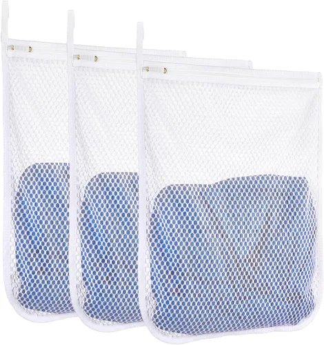 Vista 7 de 3 piezas Bolsas de lavandería duraderas de malla de panal para prendas delicadas 16" x 19" (2 grandes) 12" x 15" (1 mediana)