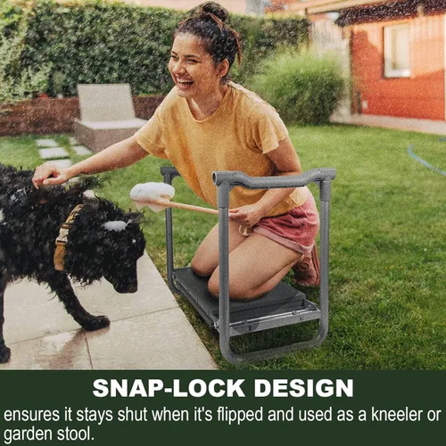 Vista 2 de Aimerla Asiento plegable de jardín resistente [almohadilla gruesa mejorada para arrodillar] Taburete de jardinería con grandes bolsas