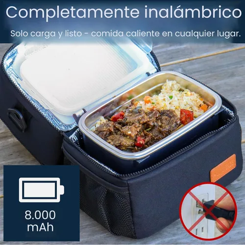 Vista 5 de LunchEAZE Pro Lonchera Calentable Sin Cable – Con Batería, Capacidad de 4 Tazas, Máx. 220°F, Calefacción Programada Automática, Incluye Bolsa