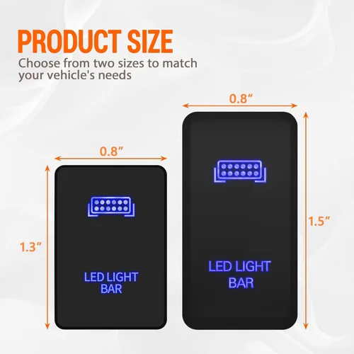Vista 3 de Interruptor de Botón Pulsador de 12V con Kit de Cableado - Símbolo de Barra de Luz LED Azul, Compatible con Toyota Sequoia Highlander Tacoma Tundra