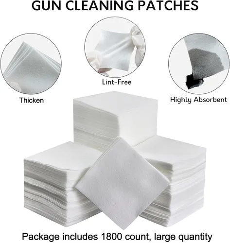 Vista 2 de Thick Gun Cleaning Patches, Universal Cleaning Patches for Firearms - Lint Free, Absorbent, Disposable Gun Cloths Fit Most Rifle, Pistol Bore Cleans