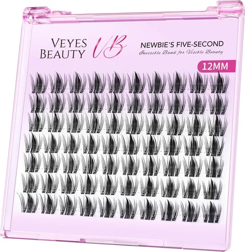 Vista 11 de VEYESBEAUTY Extensiones de Pestañas en Racimos Banda Delgada e Invisible DIY Pestañas Postizas Individuales Serie de Cinco Segundos